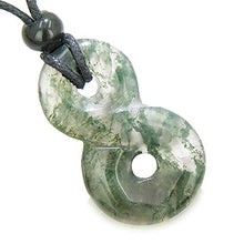 Load image into Gallery viewer, Infinity Magic Powers Knot Lucky Charm Good Luck Amulet Moss Agate Pendant Necklace