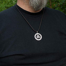 Load image into Gallery viewer, Valknut Pendant Necklace Sterling Silver Triangle Odin Knot in Runic Circle Mens Viking Norse Celtic Jewelry for Men Women Nordic Rune Amulet Talisman Handmade