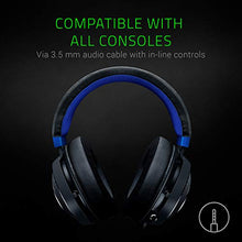 Load image into Gallery viewer, Razer Kraken Gaming Headset: Lightweight Aluminum Frame - Retractable Noise Isolating Microphone - for PC, PS4, PS5, Switch, Xbox One, Xbox Series X & S, Mobile - 3.5 mm Headphone Jack - Black/Blue