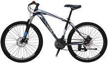 Load image into Gallery viewer, Mountain Bike for Men & Women 21 Speed Shimano Dual Disk Brake Front Suspension Heavy Duty MTB, 18” Frame 26” Rim (Black&Blue)