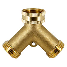 Load image into Gallery viewer, ATDAWN 2 Way Brass Hose Splitter, 3/4" Brass Hose Connectors, Y Connector Garden Hose Adapter