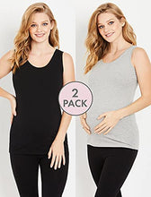 Load image into Gallery viewer, Motherhood Maternity Women's Maternity BumpStart 2 Pack Sleeveless Tank Tops, Black/Grey, Medium