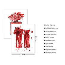 Load image into Gallery viewer, Red Flower Perfume Makeup Art Posters Set of 6 Fashion Canvas Wall Art Prints Makeup Decor Wall Pictures for Bedroom Decor Girls Room Wall Decor (8"x10" UNFRAMED, Blood Red)