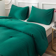 Load image into Gallery viewer, Wellboo Green Comforter Sets Queen Men Boys Bedding Sets Solid Emerald Comforter Cotton Women Adult Full Comforter Lightweight Microfiber Quilts Dark Color Blankets Breathable Soft with 2 Pillowcases