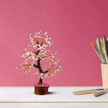 Load image into Gallery viewer, YATHABI Rose Quartz Golden Wire Handmade Gemstone Tree with Rose Quartz Gemstone Carved Angel for Attracting Positive Energies Crystal Healing Chakra Balancing & Home Decor
