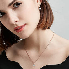 Load image into Gallery viewer, EVER FAITH Elegant Wedding Jewelry Set, 925 Sterling Silver Sparkly Round Cut White CZ Rose Gold Hypoallergenic Necklace Earrings Set for Bridal
