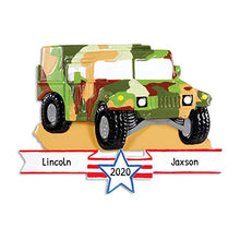 Load image into Gallery viewer, Personalized Armed Forces Military Humvee Christmas Tree Ornament 2020 - Army Tank Vehicle Cannon Fight Brave Proud Soldier Fatigue Patriotic USA Service Memory Milestone Year - Free Customization