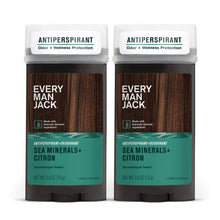Load image into Gallery viewer, Every Man Jack Men’s Sea Minerals + Citron Antiperspirant Deodorant - Stay Fresh with Antiperspirant Men’s Deodorant - Odor Crushing, Long Lasting, Plant-Based, and No Harsh Chemicals - 2.6 oz - 2 Pack