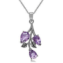 Load image into Gallery viewer, Silvershake 2.28ct. Natural Amethyst 925 Sterling Silver Leaf Pendant with 18 Inch Chain Necklace