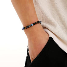 Load image into Gallery viewer, Triple Protection Crystal Bracelet,Energy Crystal Bracelet Tigers Eye Black Obsidian and Hematite Beads Bracelet for Men Women, Crystal Jewelry Stone Bracelets Bring Luck and Prosperity and Happiness
