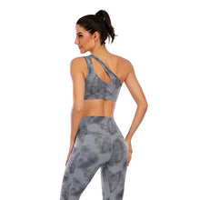 Load image into Gallery viewer, OUYISHANG One Shoulder Sports Bra,Yoga Bra,Workout Bras for Women,Running Sports Bras for Women,Tie Dye BrasY023-grey tie dye-S