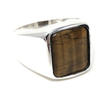 Load image into Gallery viewer, KAR 925K Stamped Solid Sterling Silver Tiger's Eye Men's Ring P2G (12.5)