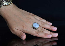 Load image into Gallery viewer, Sterling Silver Men Ring, Natural Moonstone Rainbow Stone, Free Express Shipping