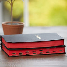 Load image into Gallery viewer, KJV, Thinline Bible, Large Print, Genuine Leather, Black, Red Letter, Thumb Indexed, Comfort Print: Holy Bible, King James Version