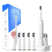 Load image into Gallery viewer, Sonic Electric Toothbrush for Adults, Whitening Cleaning Electronic Toothbrush Rechargeable Vibrating Toothbrush with 4 Dupont Brush & 1 Face Brush, Smart Timer and Pressure Sensor