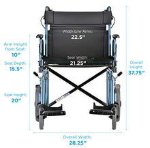 Load image into Gallery viewer, NOVA Bariatric Transport Chair with Locking Hand Brakes, Heavy Duty and Extra Wide Wheelchair with Removable & Flip Up Arms for Easy Transfer, Anti-Tippers Included, 400 lb. Weight Capacity, Blue