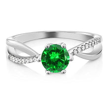 Load image into Gallery viewer, Gem Stone King 925 Sterling Silver Green Simulated Emerald Women's Engagement Ring (1.69 Ct Round Cut) (Size 8)