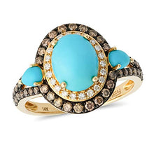 Load image into Gallery viewer, Effy Jewelry Turquoise & Diamond Statement Ring in 14K Yellow Gold, 3.78 TCW HRY0I589UF