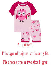 Load image into Gallery viewer, Owl Little Girls Short Sleeve Pajama Sets 100% Cotton Pjs Size 7