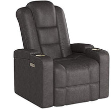 Load image into Gallery viewer, Christopher Knight Home Emersyn Tufted Microfiber Power Recliner with Arm Storage and USB Cord, Slate / Black