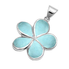 Load image into Gallery viewer, Oxford Diamond Co Natural Larimar Plumeria .925 Sterling Silver Pendant