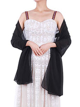 Load image into Gallery viewer, WILLBOND Womens Chiffon Bridal Evening Soft Wrap Scarf Shawl, Chiffon Scarf Ribbon Scarf for Women and Girls (Black)