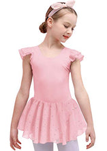 Load image into Gallery viewer, Boyoo Girls Ruffle Sleeve Ballet Leotard with Tutu Skirt Sparkle Ballet Dance Dress for 3-11 Years (Starry Sky Purple, 10-11 Years)