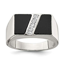 Load image into Gallery viewer, 925 Sterling Silver Mens Cubic Zirconia Cz Black Onyx Band Ring Size 11.00 Man Fine Jewelry For Dad Mens Gifts For Him