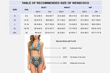 Load image into Gallery viewer, Weinicoco Women's Tie Side Triangle Bikini Two Piece Swimsuit High Waist V Neck Bathing Suit(LGA20216/Print1/XL)