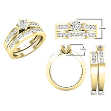 Load image into Gallery viewer, Dazzlingrock Collection 0.95 Carat (ctw) 14K Round Cut Diamond Bridal Engagement Ring Set 1 CT, Yellow Gold, Size 7