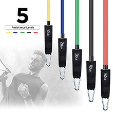 Load image into Gallery viewer, Letsfit Resistance Bands Set, Exercise Bands with Handles, Training Tubes with Door Anchor & Ankle Straps for Resistance Training, Physical Therapy, Home Workout, Yoga, Pilates Stackable up to 150 lb