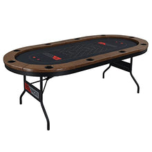 Load image into Gallery viewer, PEXMOR Foldable 10 Player Poker Table, Folding Blackjack Casino Card Game Table with Stainless Steel Cup Holders & Padded Rails, Portable Texas Holdem Poker Table