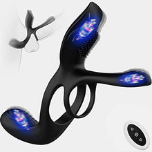 Load image into Gallery viewer, Vibrator for Couple, 3 in 1 Vibrating Cock Ring with 10 Modes, Men's Penis Rings Vibrators, Perineum Mens Vibrator, G spot, Clitorals Stimulator for Women, Sex Novelties, Adult Sex Toys & Games