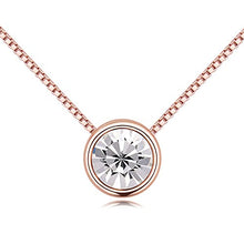 Load image into Gallery viewer, Dainty Cubic Zirconia Solitaire Necklace - Rose Gold Plated Fake Diamond Pendant Necklace, Simple Jewelry for Women And Girls.