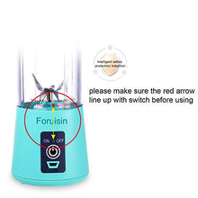 Load image into Gallery viewer, Portable Personal Blender, Household Juicer Fruit Shake Mixer -Six Blades, 380ml Baby Cooking Machine with USB Charger Cable (Cyan)