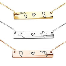 Load image into Gallery viewer, Personalized Necklace Best Friend Gifts Long Distance Relationship Valentines Gift State Necklace Monogram Name Necklaces Friendship Gifts - 4N-LDS