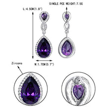 Load image into Gallery viewer, EVER FAITH Silver-Tone Austrian Crystal Zircon Wedding 8-Shaped Pierced Dangle Earrings Tanzanite Color