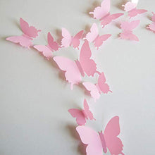 Load image into Gallery viewer, 24pcs 3D Butterfly Removable Mural Stickers Wall Stickers Decal for Home and Room Decoration (Pink)