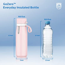 Load image into Gallery viewer, Philips Water GoZero Everyday Insulated Stainless Steel Water Bottle with Philips Everyday Tap Water Filter BPA Free, Transform Tap Water into Healthy Tastier Water Keep Drink Hot/Cold, 18.6 oz, Pink