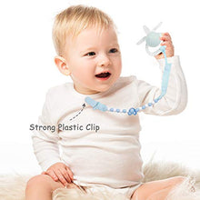 Load image into Gallery viewer, Eco inspired Baby Teething Toys Silicone Baby Rattle Handbell Teether with Pacifier Clip, Massage Gums & Soothes Pain,BPA Free (3 Month+, Blue)