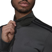 Load image into Gallery viewer, adidas Men's Essentials Warm-Up 3-Stripes Track Top, Dark Grey Heather/Black, Small