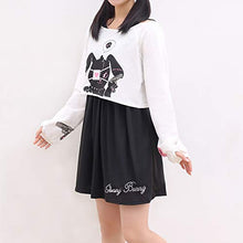 Load image into Gallery viewer, Cute Dress for Teens Girl Two Piece Set Bunny Prints Casual Cotton Dresses for Spring Autumn (M) Black White