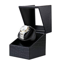 Load image into Gallery viewer, Automatic Single Watch Winder in Wood Shell and Black Leather, Japanese Quiet Motor (PU crocodile skin)