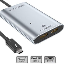 Load image into Gallery viewer, WAVLINK Thunderbolt 3 to Dual HDMI Display Adapter 4K@60Hz, Thunderbolt 3 up to 40Gbps to Dual Monitor HDMI 2.0 Video Converter Compatible with 2016 above MacBook Pro and Some Windows, Plug & Play