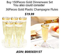 Load image into Gallery viewer, WDF 30Guest Gold Plastic Plates & Disposable Gold Plastic Silverware With White Handle- Baroque White&Gold Plastic Dinnerware for Upscale Wedding &Parties