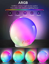 Load image into Gallery viewer, Sunrise Alarm Clock, Wake Up Light Full Screen, Fluent Color No Shadow, 320 Lux Sunrise Simulation, Digital Alarm Clock for Bedrooms Radio Heavy Sleepers Adults Kids, 8 Nature Sounds & Snooze(1Pack)