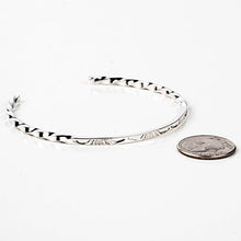Load image into Gallery viewer, Tskies Sterling Silver Navajo Bracelet for Women Hand Stamped Twisted Cuff Native American Made