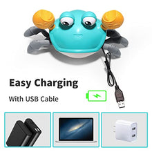 Load image into Gallery viewer, Sensing Crawling Crab, Tummy Time Baby Toys, Interactive Walking Dancing Toy with Music Sounds & Lights, Infant Fun Birthday Gift Toddler Boy Girl, USB Charging Cable Included (Green)