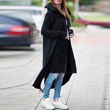 Load image into Gallery viewer, perfectCOCO Long Sweatshirt Women Fashion Hoodie Windbreaker Warm Hooded Jacket Long Sleeve Coat with Pocket Black