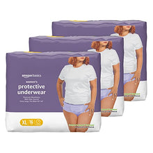 Load image into Gallery viewer, Amazon Basics Incontinence & Postpartum Underwear for Women, Maximum Absorbency, Extra Large, 48 Count, 3 Packs of 16 (Previously Solimo)